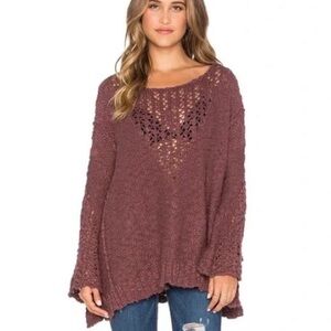 Free People Pretty Pointelle Vee Sweater in Rose Glow Size Medium
